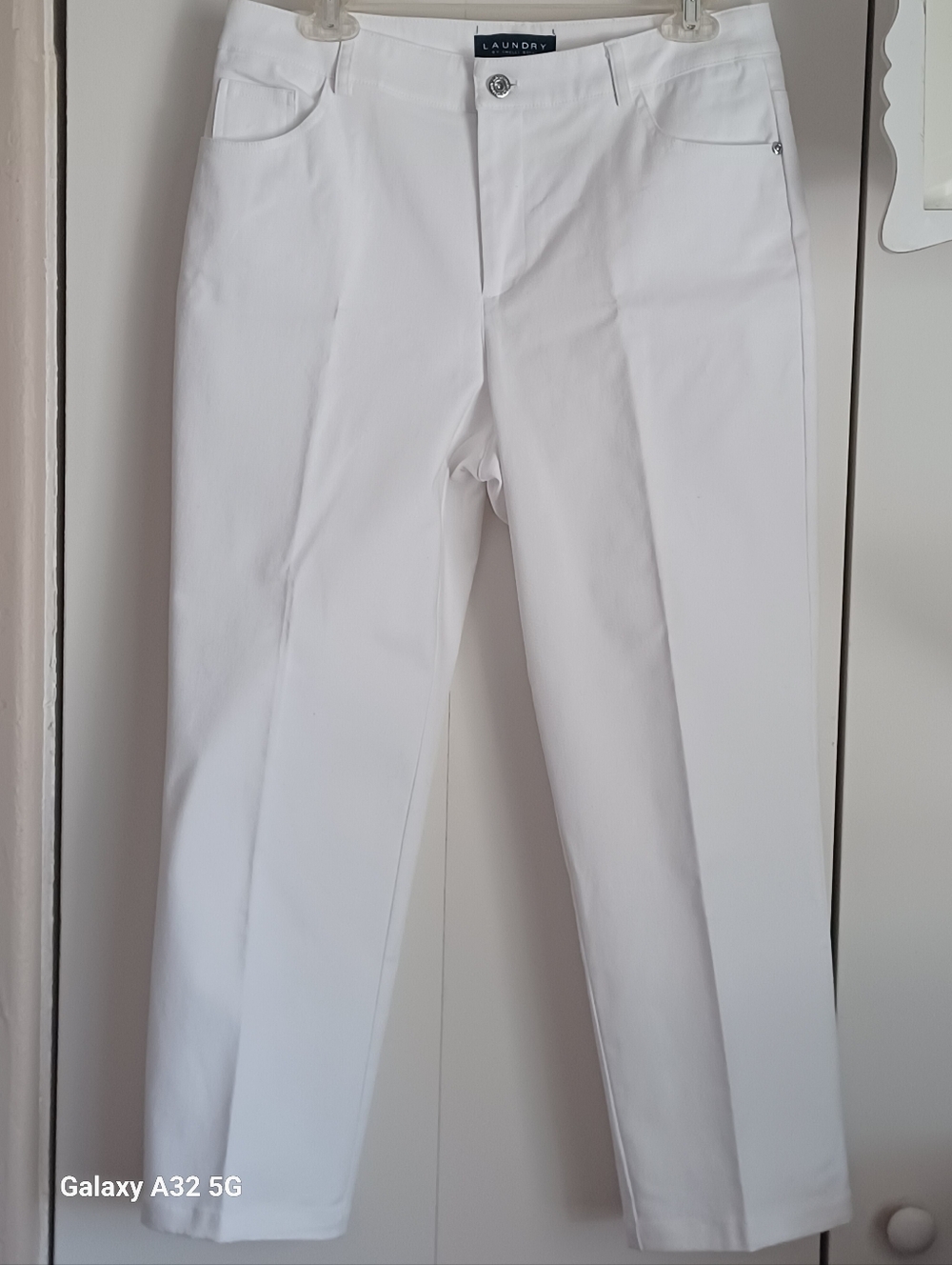 Laundry By Shelli Segal Crisp White Straight-Leg Trousers Petite 10 Inseam 25.5